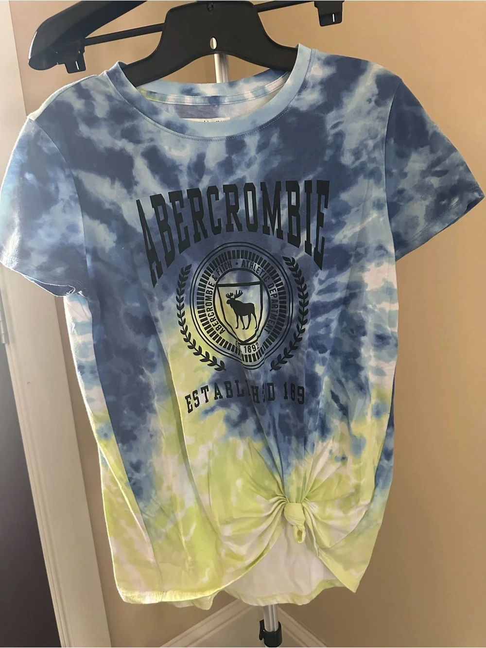 Abercrombie Kids Tie-Dye Logo Tee — Blue & Lime - 15/16